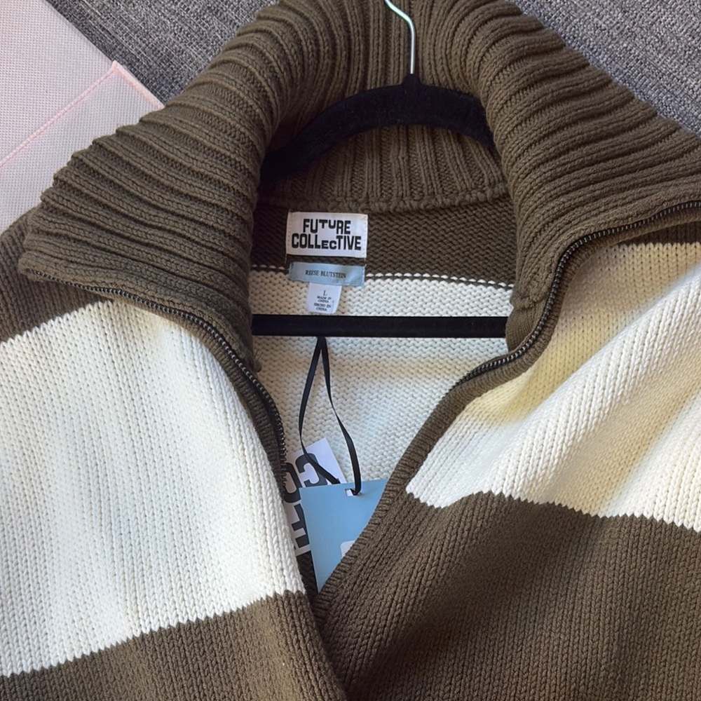 Women's Striped Cardigan - Brown and Cream